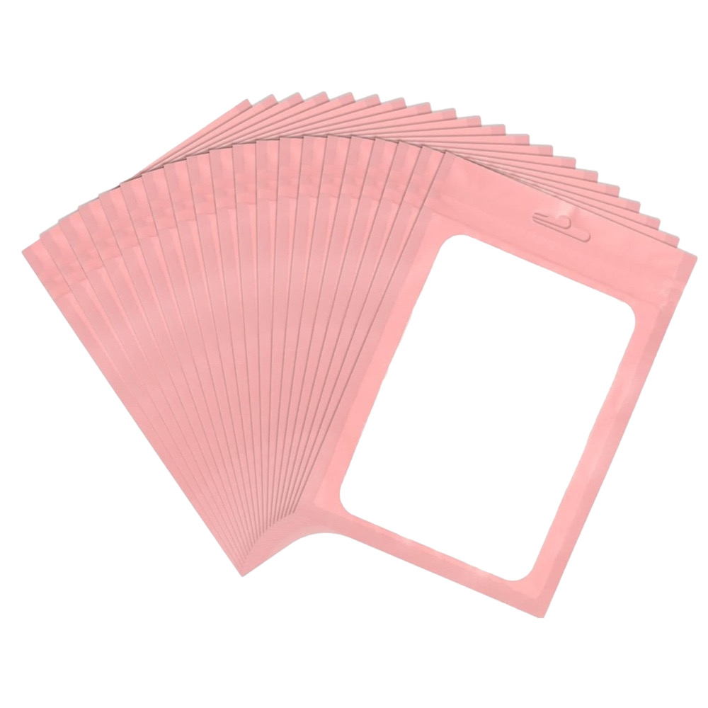 30 Pack Holographic Bags, Resealable Bags, Clear Window Pink, 2.75×3.93